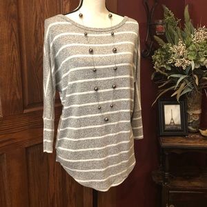 Gray and White Striped Top